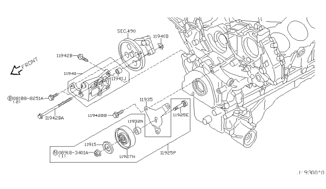 2009 Infiniti M35 Bolt Diagram for 119164P103