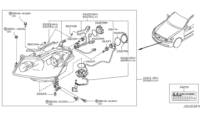 2009 Infiniti M35 Control Unit-XENON Head Lamp Diagram for 284748992B