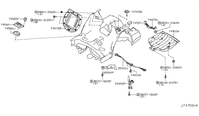 2009 Infiniti M45  Stay Assy-Rear Suspension Member Diagram for 55451EG010