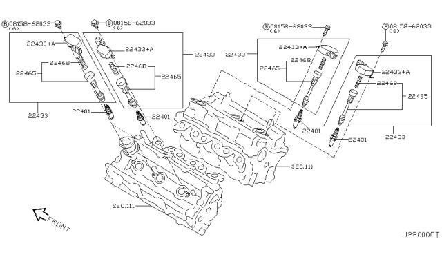 2009 Infiniti M35 Spark Plug Diagram for 22401EW61C