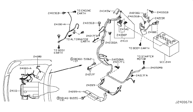 2008 Infiniti M35  Cap-Terminal Diagram for 24360EG000