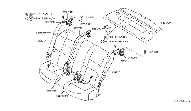 2006 Infiniti M45 Bolt-Seat Belt Diagram for 8785079905