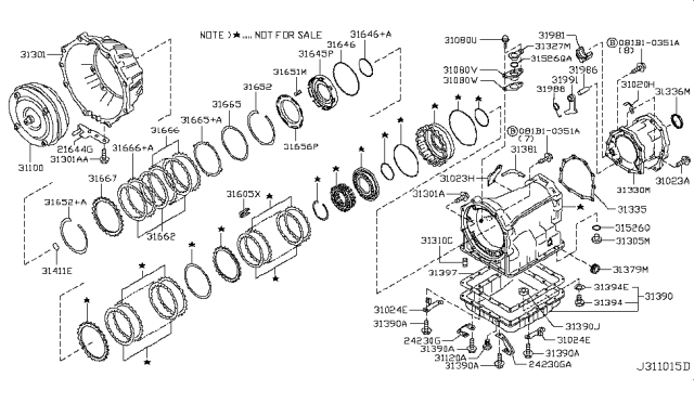 2008 Infiniti M45  Seal-Oil, Adapter Case Diagram for 3137541X01