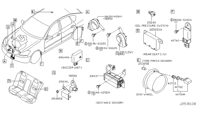2007 Infiniti M45  Antenna Tire Pressure Diagram for 40740EH100