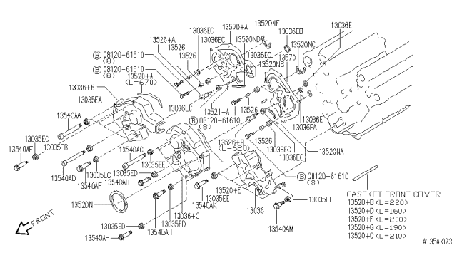 1997 Infiniti J30 Bolt Diagram for 13505D0101