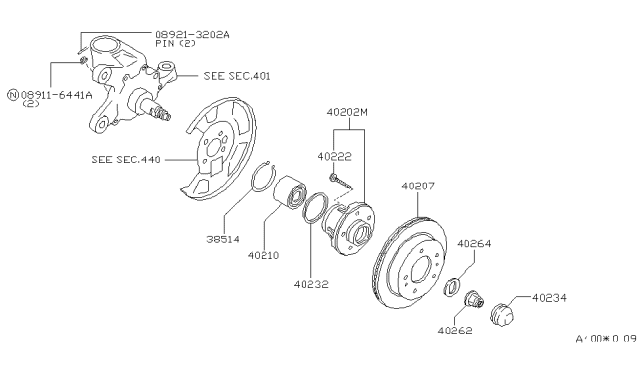 1994 Infiniti J30  Washer-Front Wheel Bearing Diagram for 402640P001