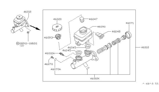 1996 Infiniti J30  Cap Assembly-Oil Reservoir Tank Diagram for 4602064J01