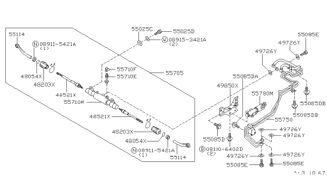 1993 Infiniti J30  Link-Lower, Rear Suspension HICAS, RH Diagram for 5511439F00