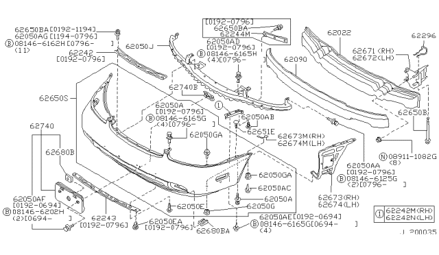 1995 Infiniti J30  Screw Diagram for 0143601381