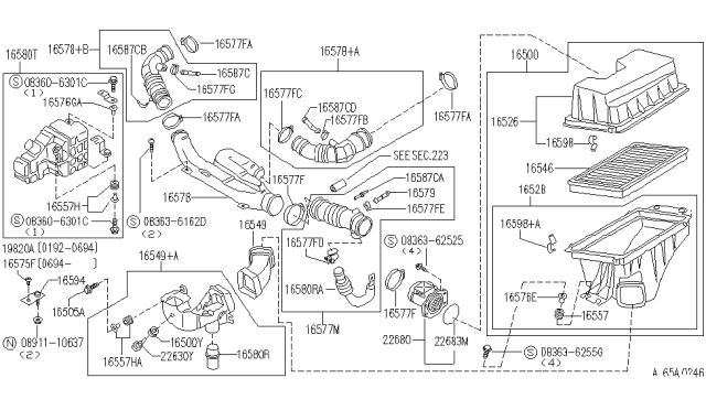 1995 Infiniti J30  Clip-Hose Diagram for 1643926E00