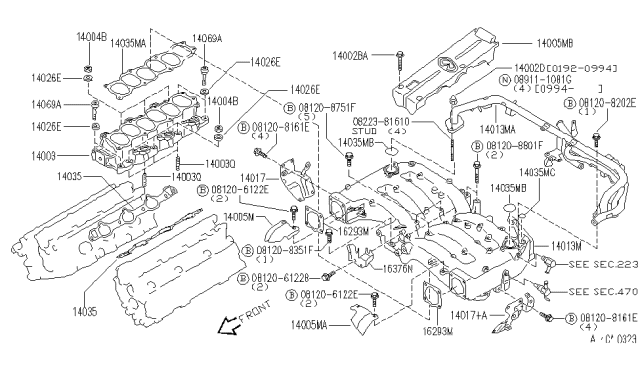1994 Infiniti J30  Bolt Diagram for 14069V5001