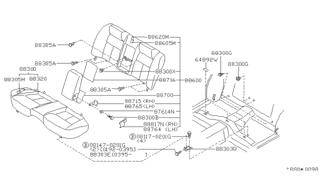 1995 Infiniti J30 Cover Seal Diagram for 74892V6000