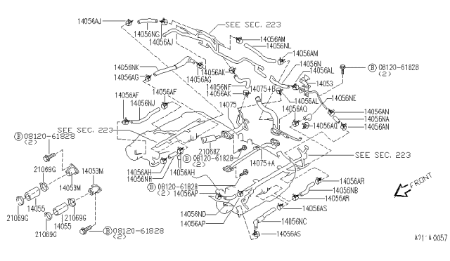 1996 Infiniti J30  Clamp HOSE. Diagram for 1643956S00