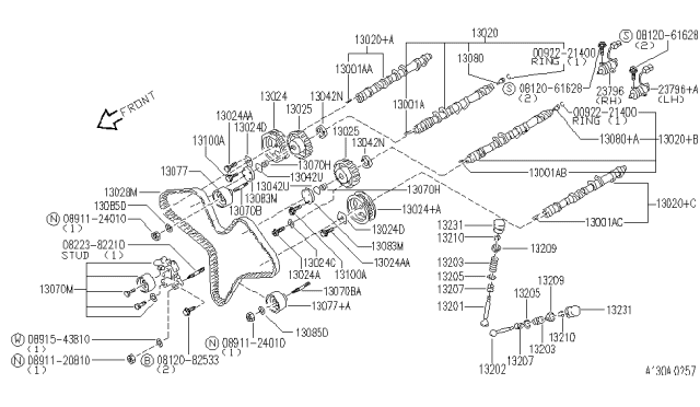 1993 Infiniti J30  Oil Seal-CAMSHAFT Diagram for 1304216V00