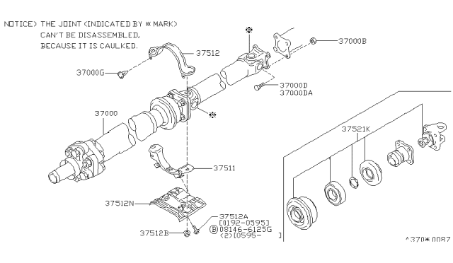 1994 Infiniti J30 Bolt-Fix PROPELLER Shaft Diagram for 371200P000