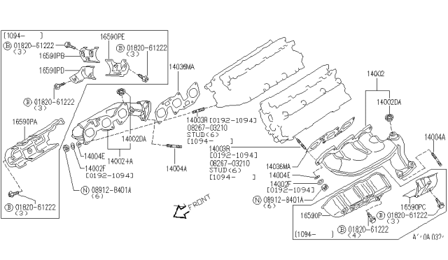 1995 Infiniti J30 Stud Diagram for 1406458Y00