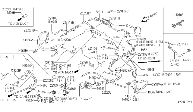 1995 Infiniti J30 Hose-Vacuum Diagram for B2320Y4001
