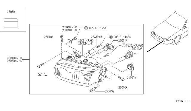 1994 Infiniti J30  Bulb Diagram for 2629689913