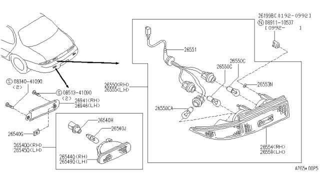 1994 Infiniti J30  12V-3W Bulb Diagram for 2671789970