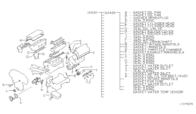 2007 Infiniti FX45  Gasket Kit-Valve REGRind Diagram for 11042AC325