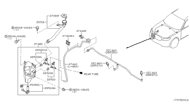 2005 Infiniti FX35  Pump Assembly Washer Diagram for 289203Z000