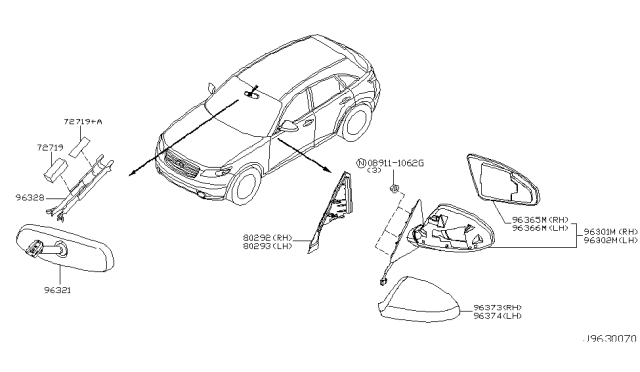2005 Infiniti FX45 Inside Mirror Body Cover, Right Diagram for K6373CG000