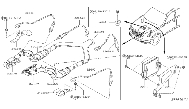 2007 Infiniti FX35 Engine Control Module Diagram for 237103V61A