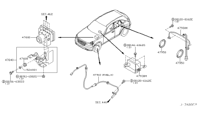 2003 Infiniti FX45 Rubber-Bush Diagram for 476085W900