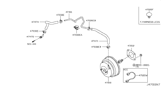 2008 Infiniti FX45  Packing-Booster Diagram for 47212AL500