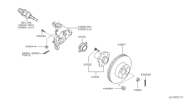 2007 Infiniti FX35  Rear Wheel Inner Bearing Diagram for 43210WL000