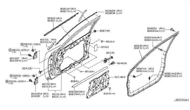 2008 Infiniti FX45  Moulding Assy-Front Door Outside, LH Diagram for 80821CG000