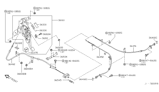 2007 Infiniti FX35  Spring-Return, Parking Brake Diagram for 36545AL500