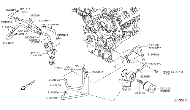 2007 Infiniti FX45  Cooler Assembly-Oil Diagram for 21305AM60A