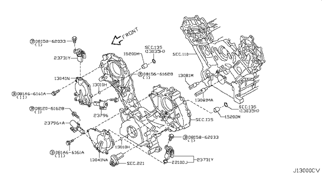 2006 Infiniti FX35 Valve Timing Control Sensor Diagram for 237312Y524