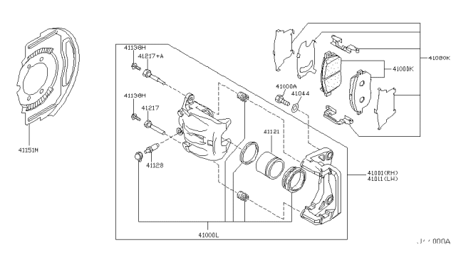 2004 Infiniti FX45  Front Disc Brake Pad Kit Diagram for 41060CG00J