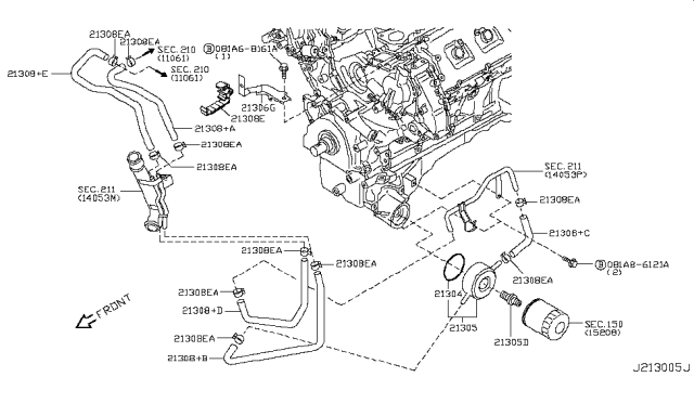 2005 Infiniti FX45 Hose-Water Diagram for 21306AQ811