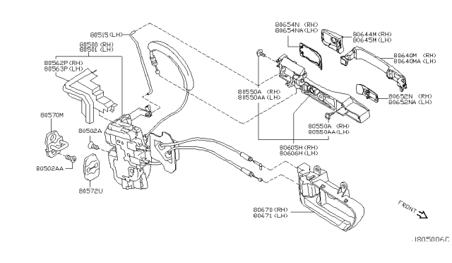 2004 Infiniti FX35  Grip-Outside Handle Diagram for 80640CA012