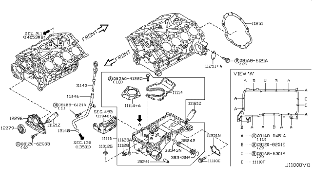 2005 Infiniti FX35  Seal-Oil, CRANKSHAFT Rear Diagram for 122796N200