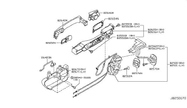 2005 Infiniti FX45 Lock & Remote Control Assembly-Rear Door, LH Diagram for 82501CG060