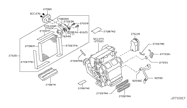 2007 Infiniti FX35  Insulator Diagram for 27288AM601
