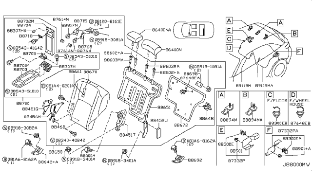 2005 Infiniti FX45  Clip Diagram for 0155200081