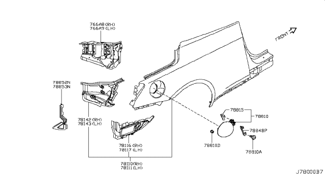 2009 Infiniti G37  Fender-Rear, RH Diagram for G8100JJ5MA