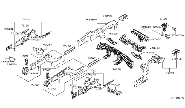 2015 Infiniti Q60  Plate-Closing, Side Member Front RH Diagram for G5134JJ90A