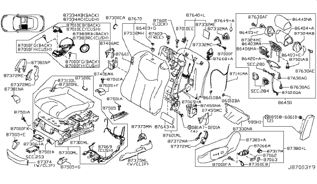 2014 Infiniti Q60  Clip Diagram for 87648AM300