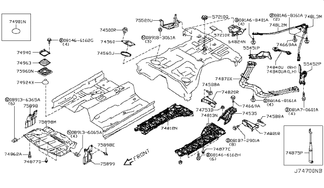 2012 Infiniti G37  Bolt-Flange Diagram for 081A68161A