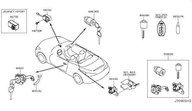 2010 Infiniti G37 Lock Set-Steering Diagram for 48700JK000