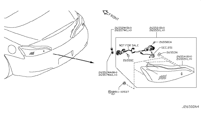 2014 Infiniti Q60 Moulding-Rear Combination Lamp, RH Diagram for 26552JJ51A