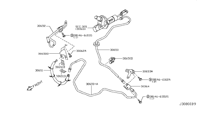2011 Infiniti G37  Hose ASY Clutch Diagram for 30855JK00B
