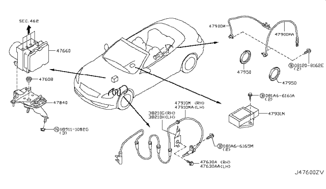 2013 Infiniti G37 Sensor Rotor-Anti SKID Rear Diagram for 47950EG000