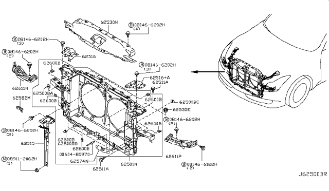 2012 Infiniti G37 Stay-Hood Lock Diagram for 62550JJ85A